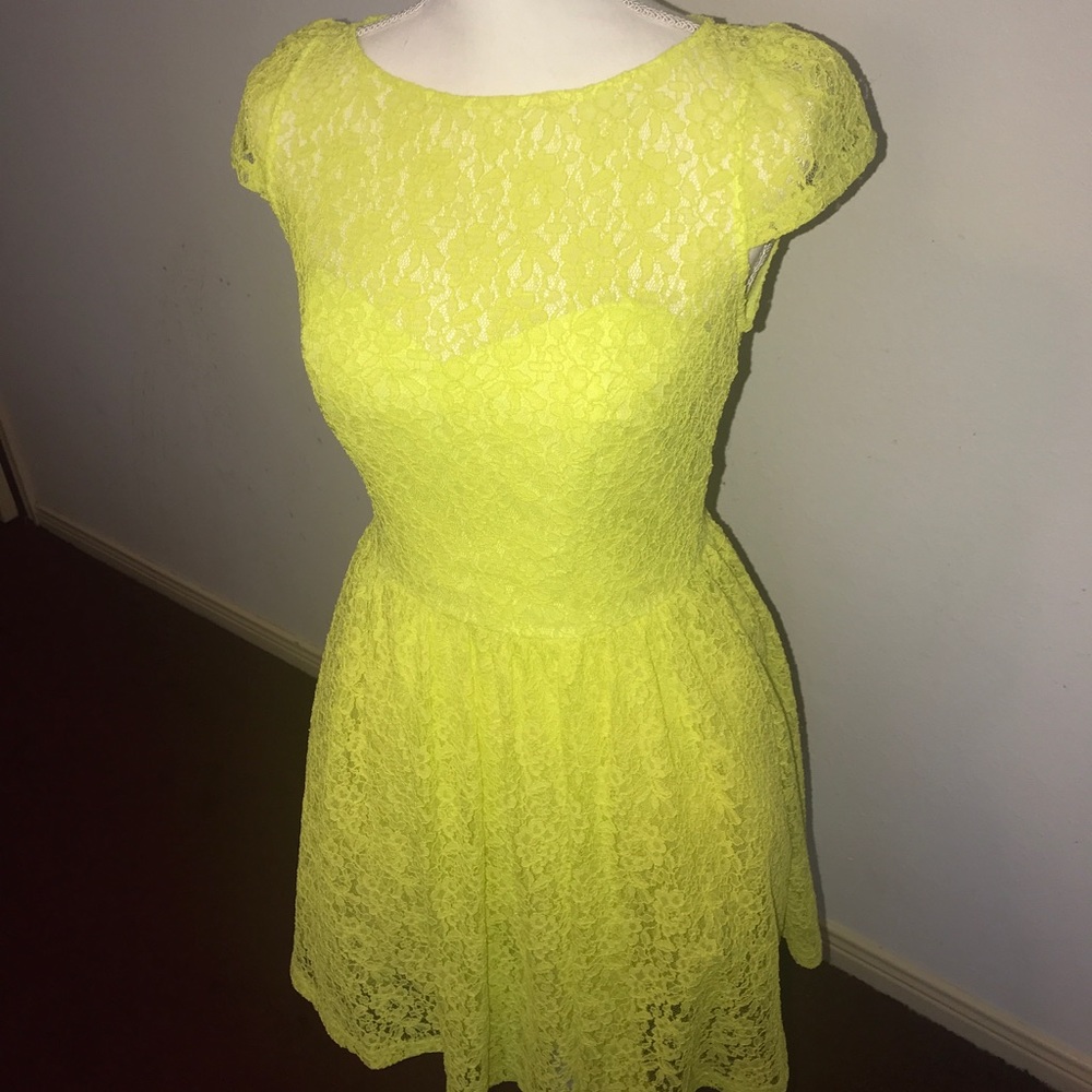 Asos Chartreuse lace dress size 6